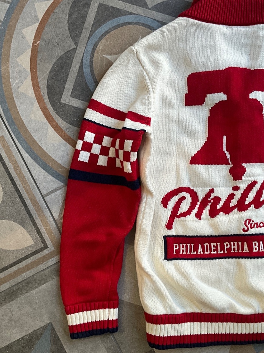 The Wild Collective x Anthropologie Phillies Jacquard Cardigan Sweater Small - Picture 10 of 12